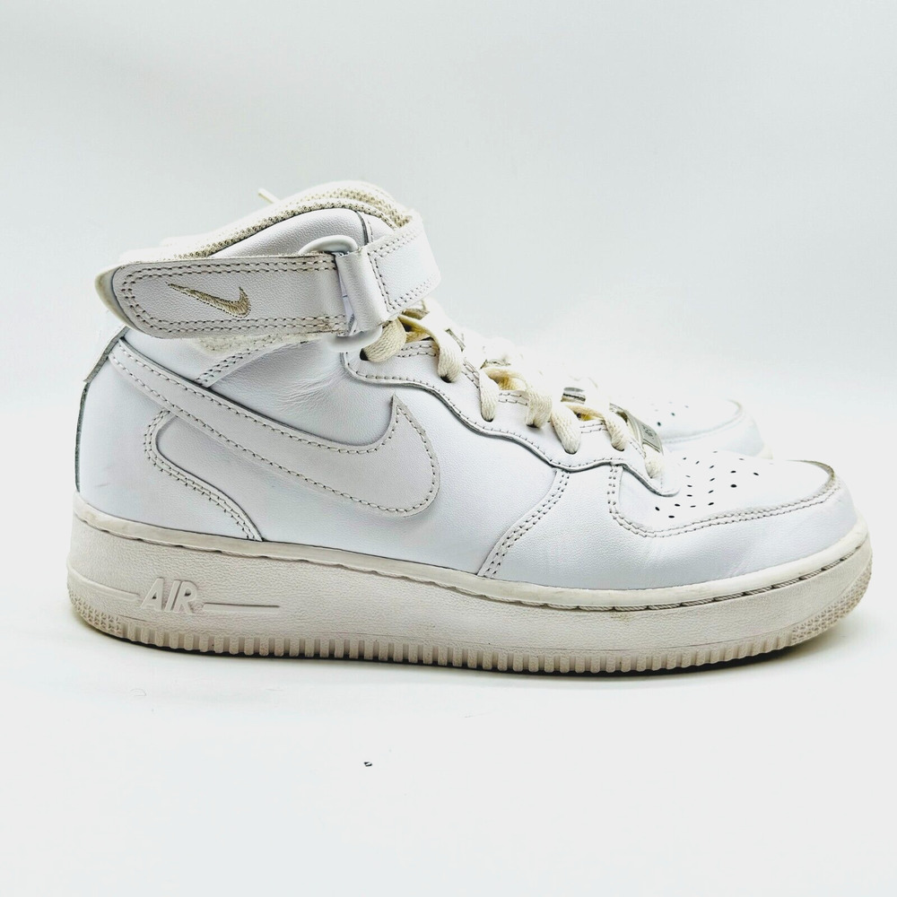 Nike Air Force 1 Mid 07 Womens 7.5 Triple White Leather Shoes Sneaker DD9625-100